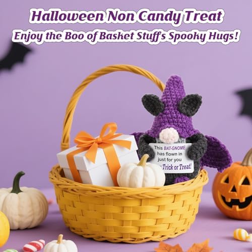 Boo Basket Stuffers for Women Adult, Halloween Teen Girl Boys Gifts Crochet Purple Bat Gnome Spooky Basket Stuffer Halloween Treats Non Candy, Goodie Bag Stuffers in Treat - Image 5