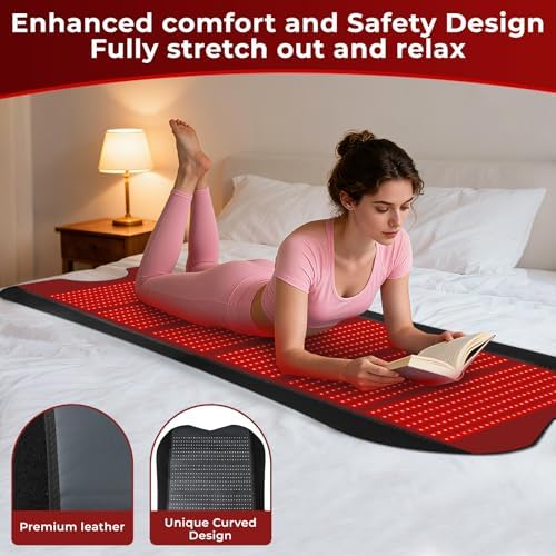 Red Light Therapy Mat for Body, 2 in 1 (660nm & 850nm) Red Light Therapy Pad, Adjustable Timer & Intensity, 76.8"x39.4" - Image 4