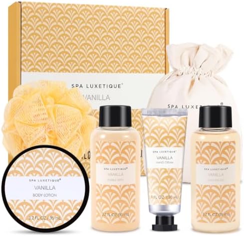 Spa Luxetique Gifts for Women, 6 Pcs Vanilla Womens Spa Gift Set with Hand Cream, Body Lotion, Birthday Christmas Anniversary Gift Baskets for Her by spaluxetique