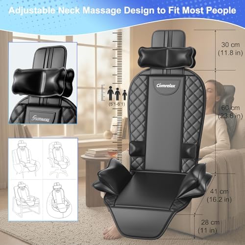 Back Massager with Heat and Traction, Foldable Massage Seat Pad with Vibration, Adjustable Neck and Waist Support, PU Leather Massage Cushion for Home, Office, Sofa, Bed and Gift Use - Image 6
