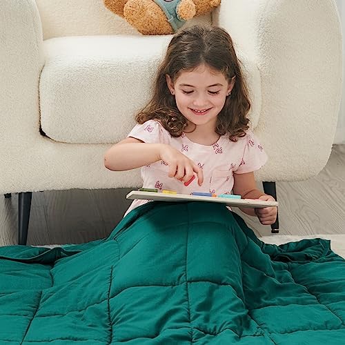 yescool Weighted Blanket (5 lbs, 36" x 48", Dark Green) Cooling Heavy Blanket, Perfect for 40-60 lbs, Breathable Throw Blanket Gifts with Premium Glass Bead, Machine Washable - Image 4