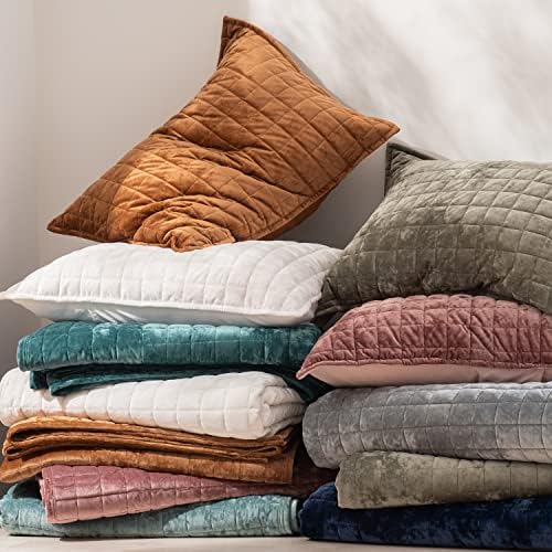 RECYCO Velvet Quilt Set, Oversized Cal King 118"x106", Rusty Burnt Orange - Image 6