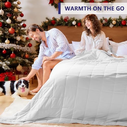 yescool Weighted Blanket for Adults (30 lbs, 88” x 104”, White) Cooling Heavy Blanket for Sleeping Perfect for 290-310 lbs, King Size Breathable Blanket with Premium Glass Bead - Image 4