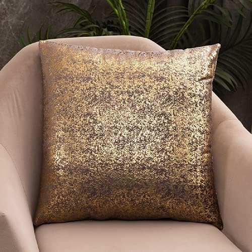 Deeprove Throw Pillow Cover Both Sides Sparkle Gold Foil Print, Soft Velvet Hidden Zipper Closure Accent Pillow Cushion Case for Bedroom, Living Room, Sofa, Square 20 x 20 Inches 1 Pack, Silver Grey by Deeprove
