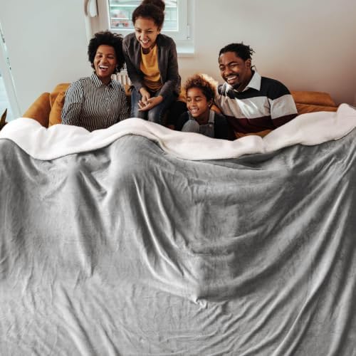 Bedsure GentleSoft Sherpa Fleece Cal King Blankets for Bed, Non-Heated, Thick and Warm Oversized Throw for Women and Men, Soft Fuzzy Plush Large Blanket for Winter, Light Grey, 112x98 Inches - Image 2