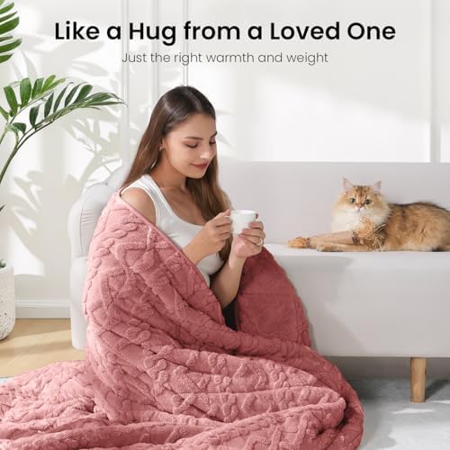 Drewin 20lbs Weighted Blanket Queen Size for Adults,Apricot Pink,60" x 80" - Image 4