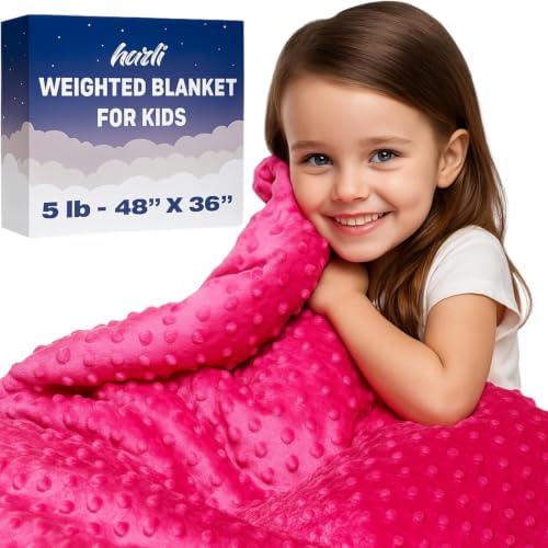 hazli Super-Soft Kids Weighted Blanket 5 Pounds - Weighted Blanket for Kids - Easy to Clean, Washable Minky Cover - 36x48 Inches 5lbs Child - Small Heavy Blanket for Girls and Boys by Hazli