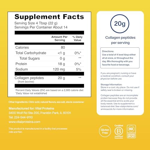 Vital Proteins Collagen Peptides Powder, Lemon, 11oz - Image 6