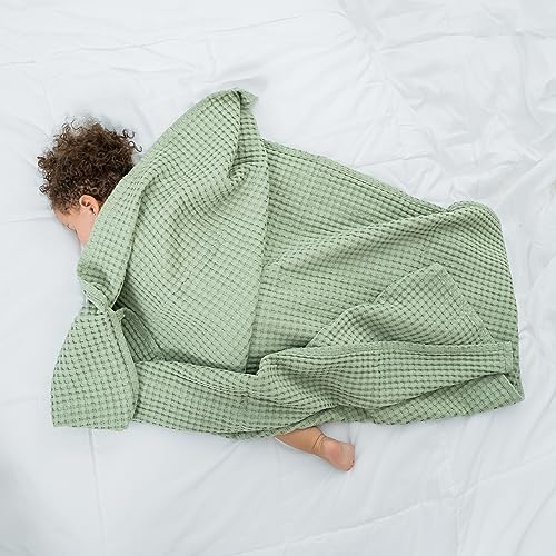 Comfy Cubs Waffle Weave Baby Blanket - 40” x 40” Cotton Blanket with Textured Design - Lightweight Swaddle for Bed, Crib, Stroller, or Couch - Soft and Cozy Cover for Toddlers, Boys & Girls - Sage - Image 2