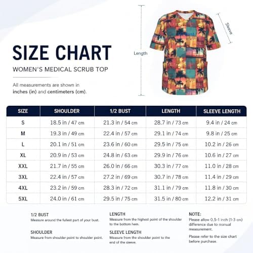 Men's Scrub Top,V-Neck Spill Wrinkle Resistant,3 Pockets-Tropical Sunset Collage (2) - Image 5