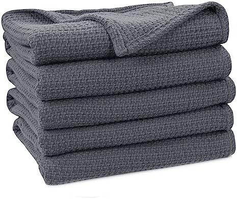 HILLFAIR 100% Cotton Blanket- 120" x 120" XXL Oversized King Bed Blankets - Family Size 10 ft x 10 ft Big - All Season Soft Cozy Breathable Blankets for Bed - Extra Large King Cotton Blanket- Grey - Image 2