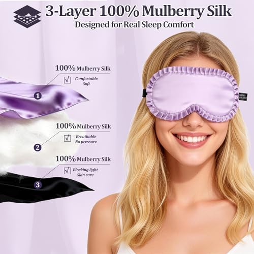 Silk Sleep Mask for Women, 100% Mulberry Silk Eye Mask for Sleeping - Image 2