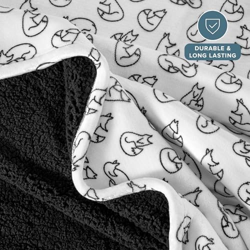 Bare Home Sherpa Fleece Blanket (Twin/Twin XL, Feelin' Foxy - Black Sherpa) - Image 4
