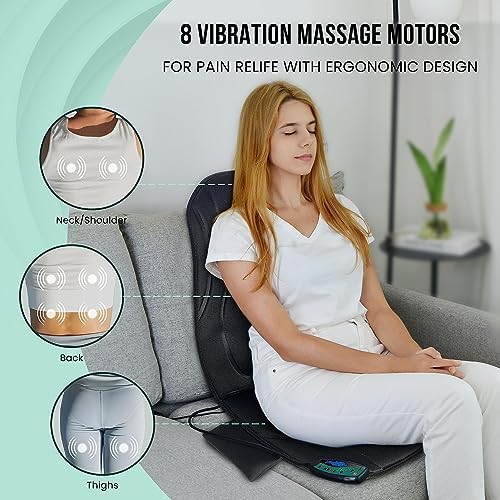 Snailax Vibration Back Massager with Heat, 8 Motors Massage Chair Pad - Image 2