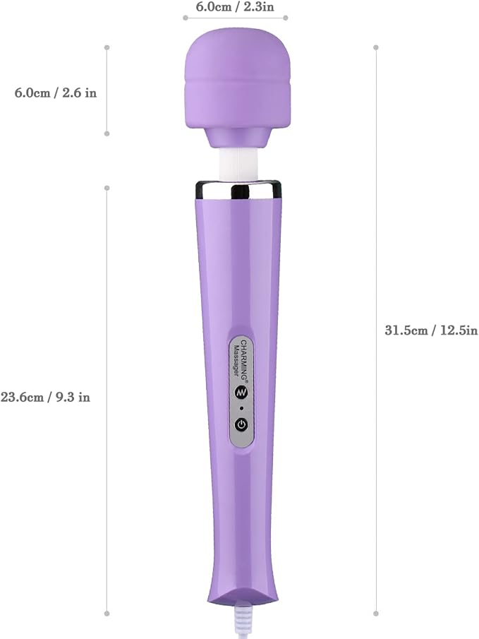 CHARMING Wired Powerful Handheld Back Massager with 10 Speeds Strong Vibration Wand, Personal Therapy Massager for Sports Recovery, Muscle Aches, Body Pain-Light Purple - Image 2