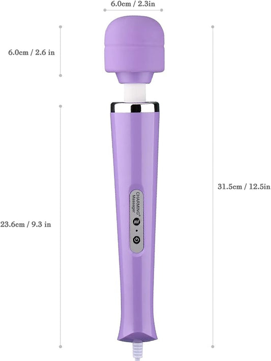 CHARMING Wired Powerful Handheld Back Massager with 10 Speeds Strong Vibration Wand, Personal Therapy Massager for Sports Recovery, Muscle Aches, Body Pain-Light Purple - Image 2