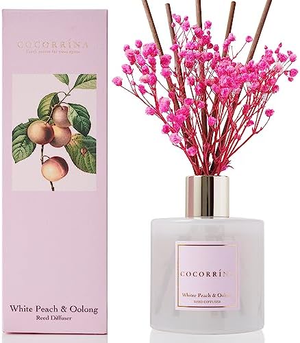 Cocorrína Reed Diffuser Sets - 6.7 oz. White Peach& Oolong Scented Diffuser with 8 Sticks Home Fragrance Reed Diffuser for Bathroom Shelf Decor - Image 2
