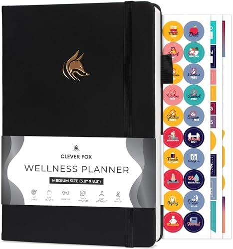 Clever Fox Wellness Planner & Food Journal for Weight Loss, A5 Black by CleverFox