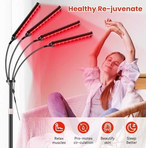 Viconor Red Light Therapy Lamp,4 Head Infrared Light Therapy for Body Device with Adjustable Stand-660nm Red Light＆850nm Near Infrared Light Therapy Device for Face,Body,Pain,Skin at Home - Image 2
