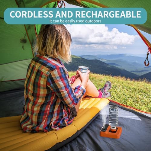 Travel Humidifier, Portable Humidifier for Plants, Bedroom, Office, Hotel or Car, 5000mAh Battery Operated Mini Cool Mist Humidifiers, Quiet 23dB, Auto-off, Night Light & BPA-Free, Orange-Red - Image 2