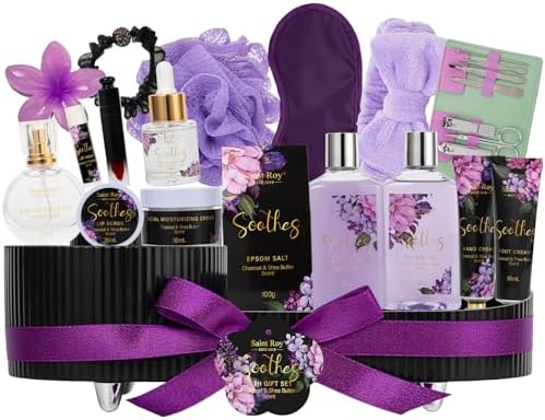 26 Pcs Spa Bath and Body Gift Basket, CHARCOAL SHEA BUTTER Spa Kit Gift Set by SaintRoy