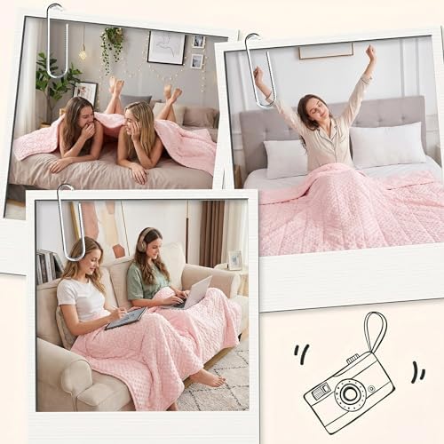 yescool Pink Weighted Blankets for Adults 15 lb, 60 * 80in Queen Size Weighted Blanket for Better Sleep, Minky Heavy Blanket for Teens - Image 5