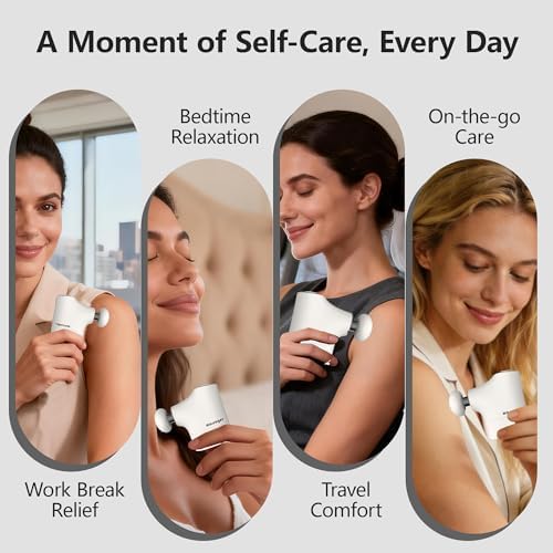 Mini Massage Gun Pro – Portable Deep Tissue Percussion Massager with Smart Pressure Sensor, Quiet Motor, Muscle Relaxation for Neck, Back & Legs, USB-C Rechargeable, White Color,with Lanyard - Image 5