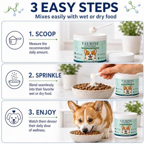 Taurine Powder for Dogs, Dog Taurine Supplement, Supports Heart Health, Vision, Skin, Coat, Boosts Energy & Daily Wellness, 200g - Image 5