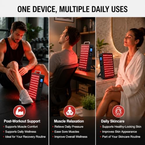 Red Light Therapy Panel, 660nm & 850nm, for face & Body, Black - Image 6