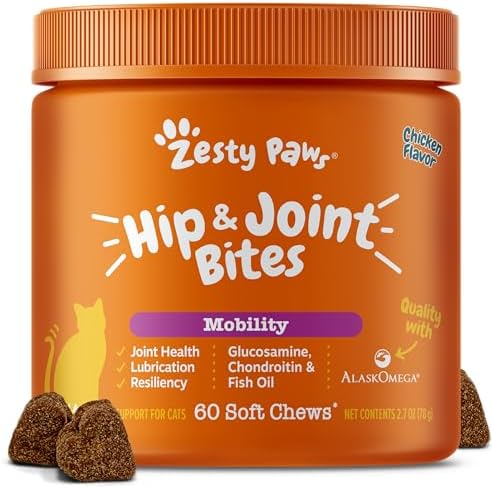 Zesty Paws Cat Joint Supplement - Glucosamine for Cats, Chicken, 60 Ct by ZestyPaws