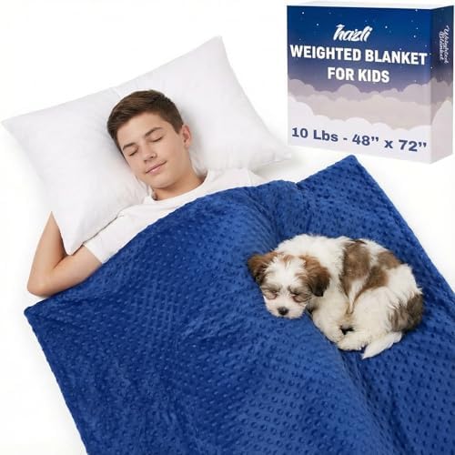Super Soft Weighted Blanket for Kids with Removable Cover - 10 Lbs 48'' x 72'' Comfortable Children Heavy Blanket for Boys and Girls - Comforting Kids Weighted Blanket by Hazli