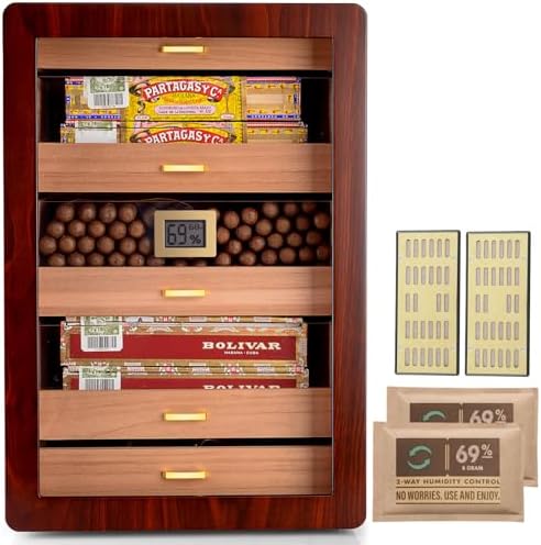 300-Count Walnut Cigar Humidor Cabinet with Digital Hygrometer by Marvero