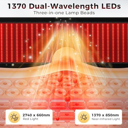 LITDUCK Body Red Light Therapy Mat, Eligible Red Light Therapy Blanket, 2in1 LEDs(660nm& 850nm), Premium Leather, Adjustable Timer & Intensity,76.8” x 33.4” 1370leds - Image 4