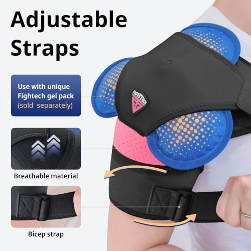 Shoulder Brace - Support & Injury Prevention Brace- Joint Pain Releaser- Shoulder Compression Wrap Strap - Adjustable Injury Accessories for Shoulders - Premium Quality Strap by FIGHTECH (Pink, L-XL) - Image 2