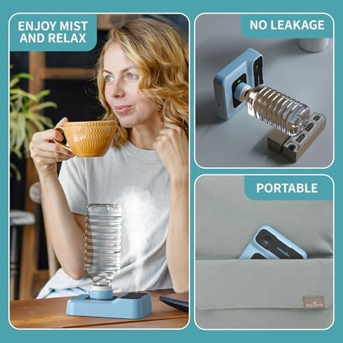 Travel Humidifier, Portable Humidifier for Plants, Bedroom, Office, Hotel or Car, Battery Operated Mini Cool Mist Humidifiers, Quiet 23dB, Auto-off, Night Light & BPA-Free, Light-Blue - Image 4