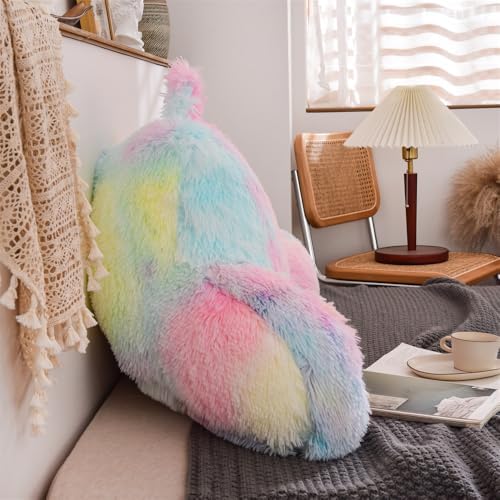 Aimuan Reading Pillow Bed Rest Pillow with Arms Rabbit Fur Cushion for Adults Teens Incline Rest Sitting up & Sleeping Snoring Pillow with Pregnancy Lumbar Back Support (Standard, Light-Pink) - Image 6