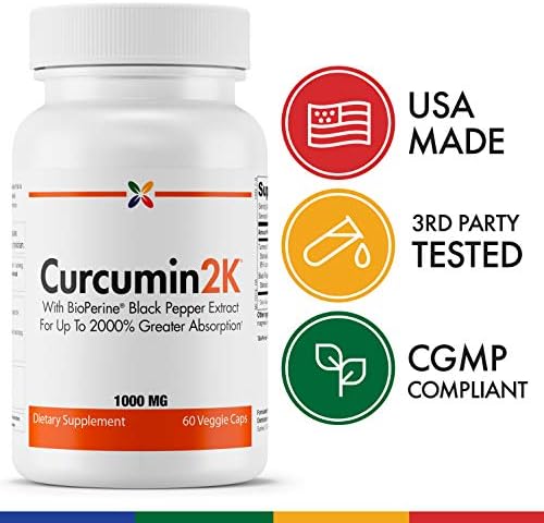 Stop Aging Now - Curcumin2K Formula with Bioperine - Brain & Heart Health, Antioxidants & Joint Health Support - Turmeric & Black Pepper Extract - 60 Vcaps (3 Bottle Multi-Pack) - Image 4