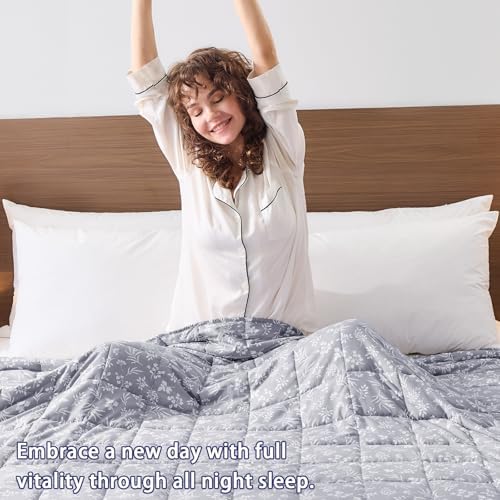 yescool 25 lbs Weighted Blanket Queen Size for Adults (60”x 80”, Dove Grey) Cooling Heavy Blanket for Sleeping Perfect for 240-260 lbs, Winter Thick Breathable Blanket with Premium Glass Bead - Image 6