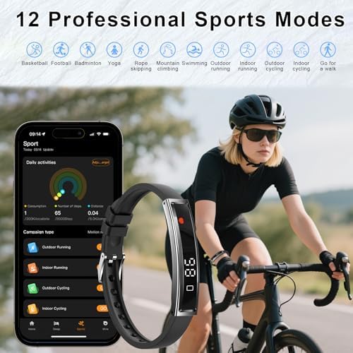 Efolen Smart Bracelet for Women,Ultralight Fitness Tracker Smart Wristband with Heart Rate/Blood Oxygen/Sleep Monitor/Pedometer,Slim Smartwatch for Android iPhone,Activity Tracker,2 Band,Black - Image 3