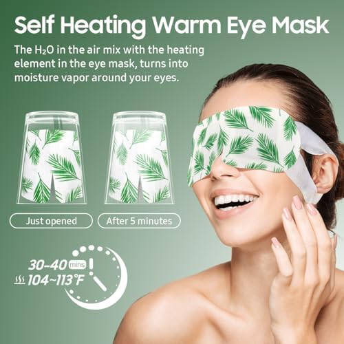 BeHoomi 20 Packs Steam Eye Mask, Heated Eye Mask Warm Compress for Eyes, Disposable Self Heating Steam Mask for Home, Sleep, Spa, Travel Essentials & Relaxation Gifts for Women (Tea Tree) - Image 5
