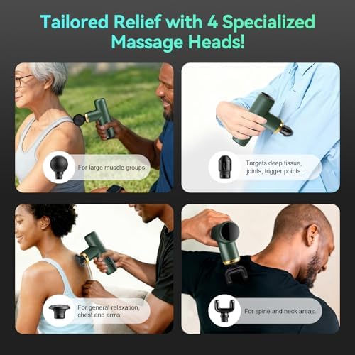Mini Massage Gun Pocket-Sized Massage Gun Deep Tissue Quiet, Portable Percussion Muscle Travel Massager Gun,Back/Neck Massager for Pain Relief Deep Tissue(Green) - Image 5