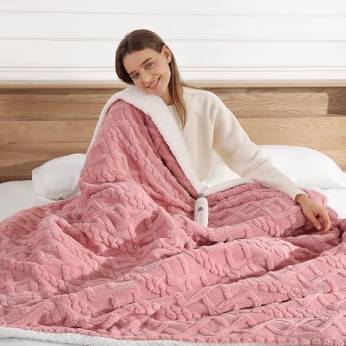Pink Heated Blanket Throw Heated Throw Blanket,Small Electric Blanket Throw by SafeWarmthTrustedComfort