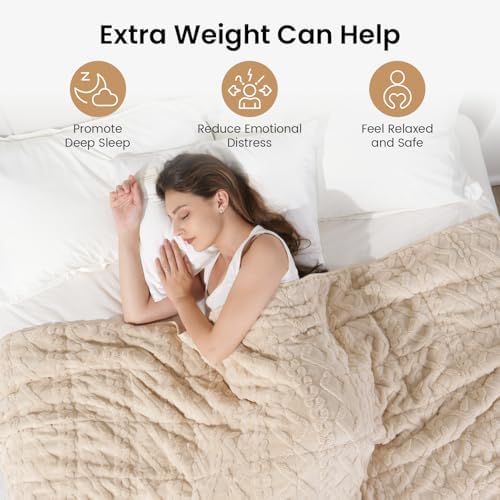 Drewin Weighted Blanket Queen Size 12lbs for Adults,Beige,60 x 80 inches - Image 2