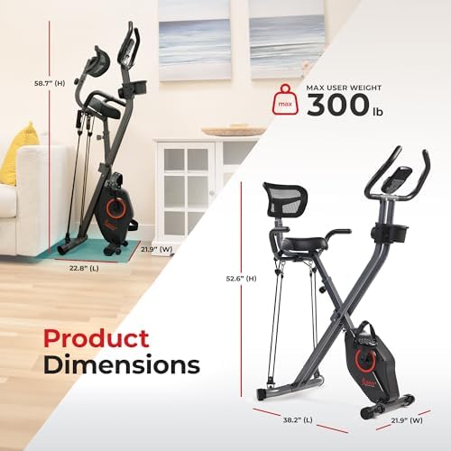 Sunny Health & Fitness Smart Foldable Magnetic X-Bike, Low-Impact Workouts - Image 6