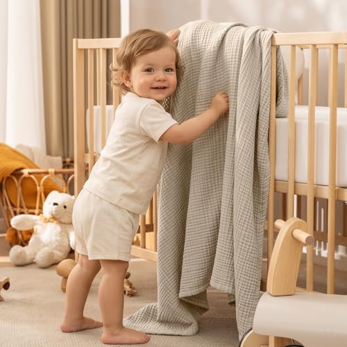 PHF 100% Cotton Muslin Blanket Twin XL Size 66"x90", 4-Layer Lightweight Gauze Throw, Breathable Cloud-Soft Minimalist Blanket for Bed, Couch, Camping & Baby, Taupe, Ideal Gift - Image 6