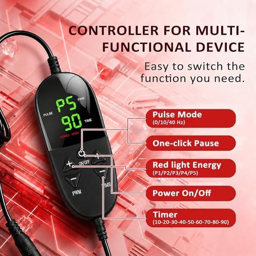 33"x17" Red Light Therapy Mat for Body Pain Relief, 660nm & 850nm Near Infrared Light Pad, 480 LED Flexible Redlight Blanket with Lightness Timer Pulse Control for Back Belly Knee Joints Muscle(Black) - Image 2