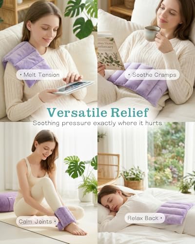 Small Microwave Heating Pad for Neck and Shoulder, Microwavable Versatile Cold/Heated Muscle Ache, Soothing Fatigue Wrap for Back Pain and More, Moist Heat Pad Warm Compress (Purple, 7" × 12") - Image 6