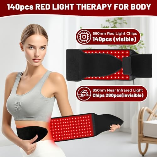 Red Light Therapy for Body, Infrared Light Therapy for Shoulder Waist Muscle, Upgraded 3 in 1 Led Beads, 660nm Red Light & 850nm Near Infrared Light Therapy Belt - Image 4