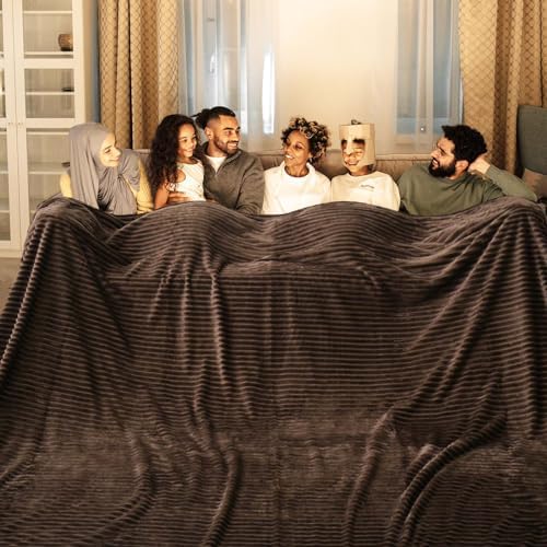 Bnuitland Brown Fleece Throw Blanket 90"x90",300GSM Large Big Soft Cozy Warm Lightweight Stripe Pattern for Bed Sofa Home Decor,Suitable for Adults Family All Season by BNUITLAND