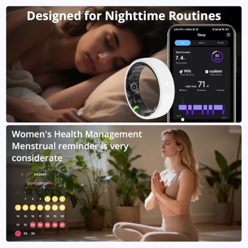 Smart Ring for Women, Health Tracker & 5ATM, COLMI R02. (White Ceramic, 8#) - Image 3